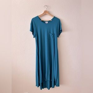 Lularoe Teal Trapeze Dress Short Sleeve